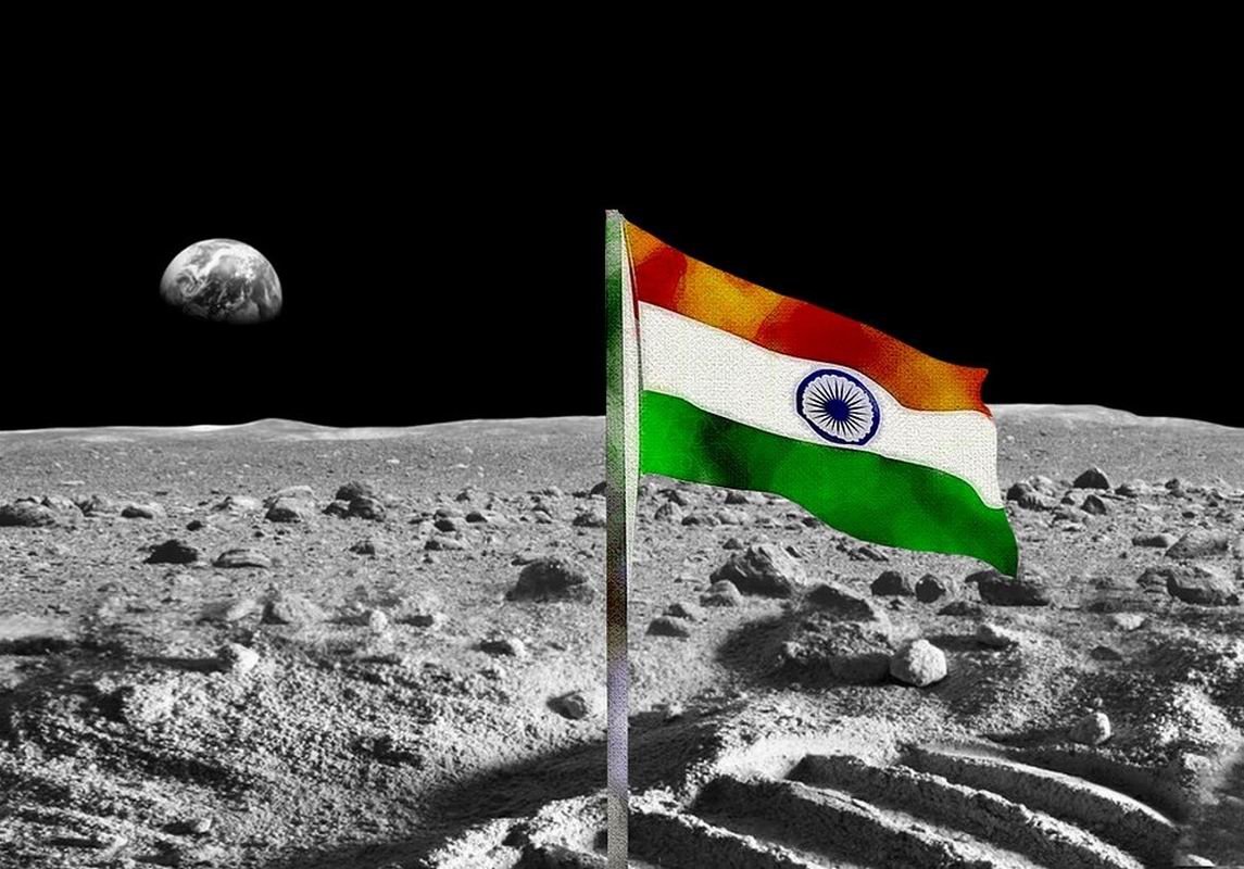 AI Pics with the Indian Flag on Moon